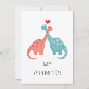 Happy Valentine's Day Heart Love Dinosaurs Holiday Card