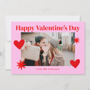 Happy Valentines Day Heart Pink Photo Card