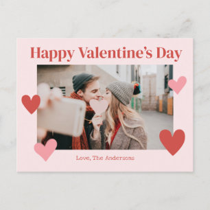 Happy Valentines Day Heart Pink Photo Card
