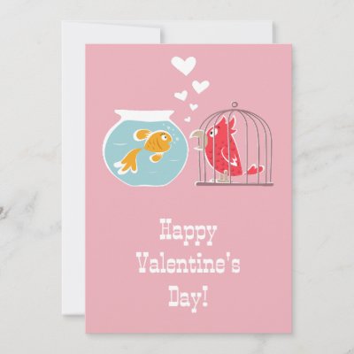Happy Valentine's Day Heart Red Parrot Golden Fish