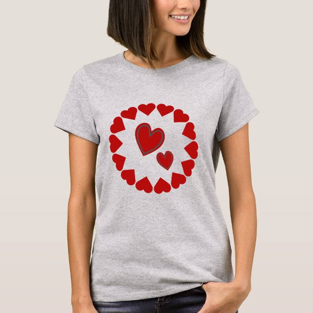 Happy Valentine's Day Heart  Red  T-Shirt (Front)