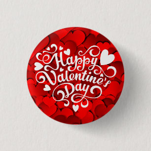 Happy Valentine's Day Heart Shape-23803 1 Inch Round Button