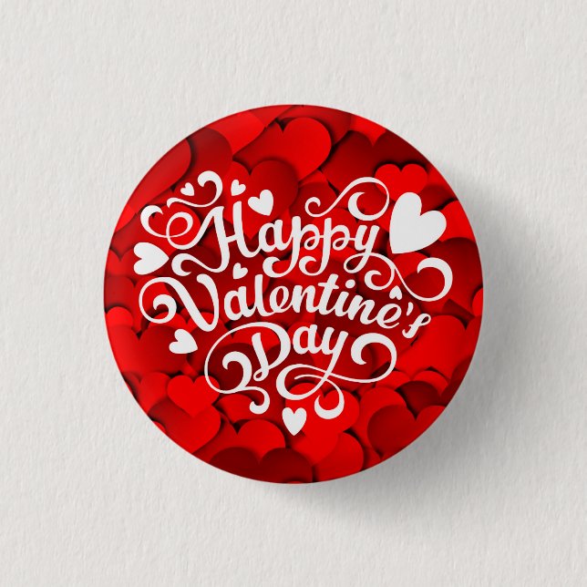 Happy Valentine's Day Heart Shape-23803 1 Inch Round Button (Front)