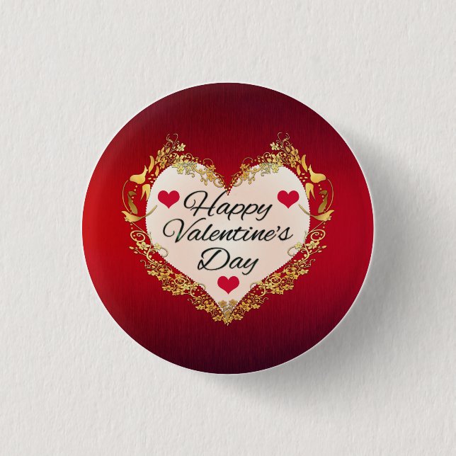 Happy Valentine's Day Heart Shape-47949 1 Inch Round Button (Front)