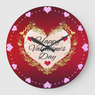 Happy Valentine's Day Heart Shape-47949 Large Clock