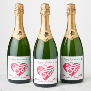 Happy Valentine's Day Heart  Sparkling Wine Label