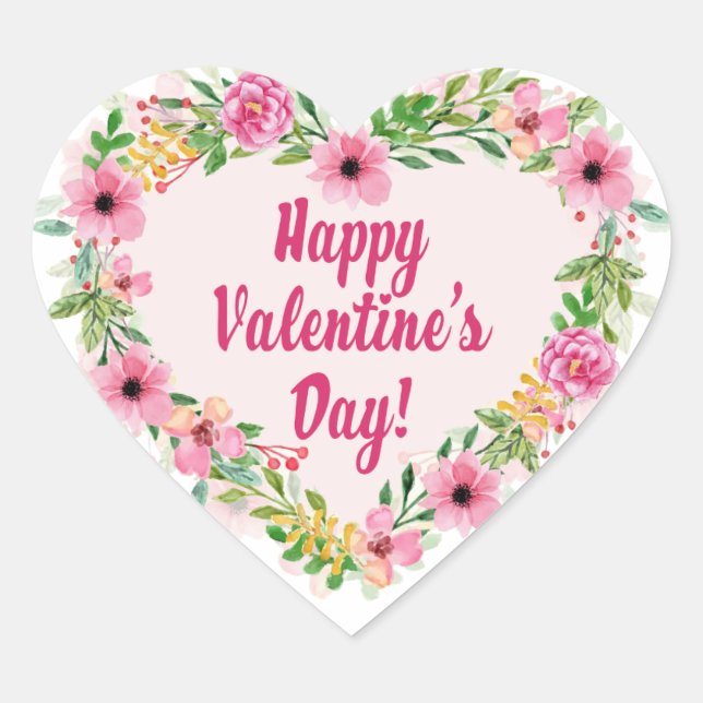Happy Valentine's Day Heart Sticker (Front)
