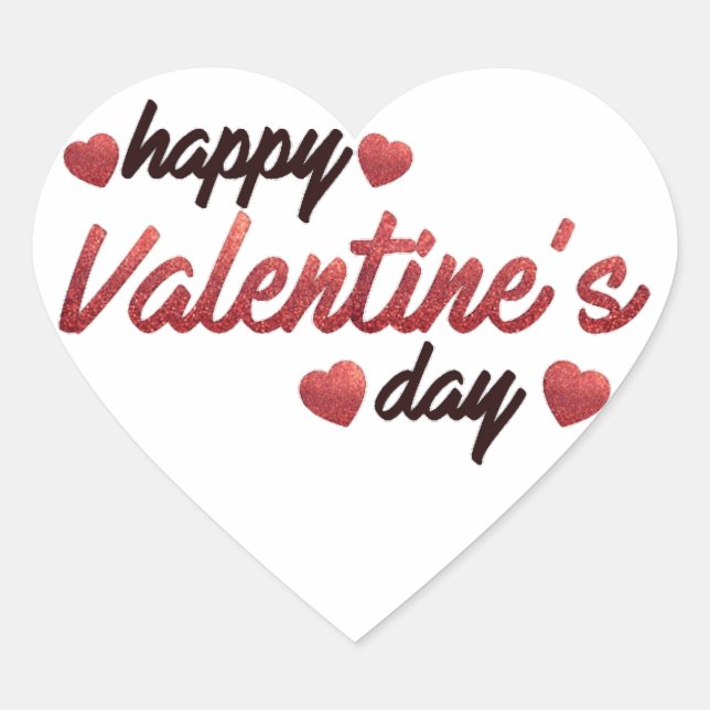 Happy Valentine's Day Heart Sticker (Front)