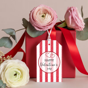Happy Valentine's Day Heart Stripes Gift Tag
