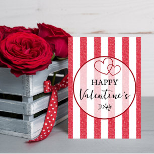 Happy Valentine's Day Heart Stripes Holiday Card