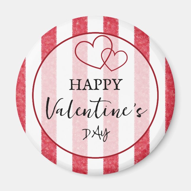 Happy Valentine's Day Heart Stripes Magnet (Front)