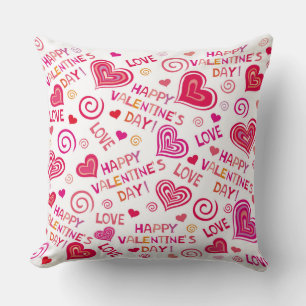Happy Valentines Day Heart Throw Pillow