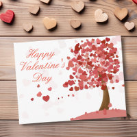 Happy Valentine's Day Heart Tree Red