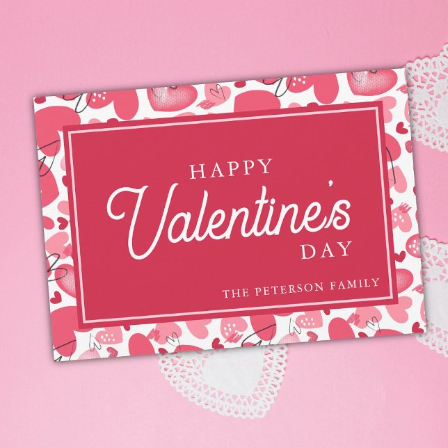 Happy Valentine's Day Heart Valentines   Holiday Card (Pink Heart Happy Valentines Day Valentines Card)