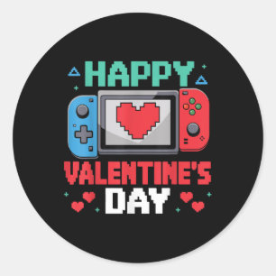 Happy Valentines Day Heart Video Gamer Controller Classic Round Sticker