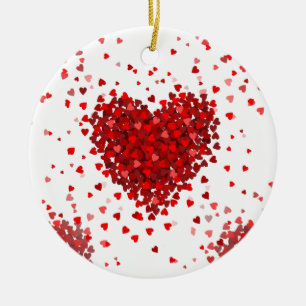 happy valentines day hearts ceramic ornament