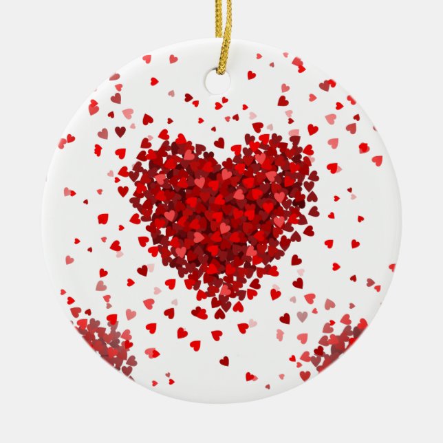 happy valentines day hearts ceramic ornament (Front)