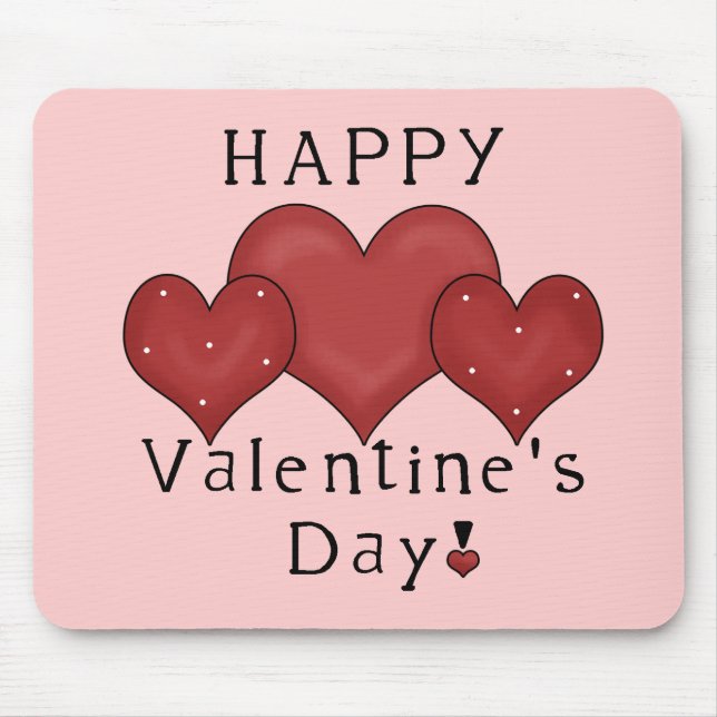 Happy Valentine's Day Hearts D7 Mousepad (Front)