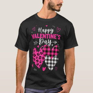 Happy Valentines Day Hearts Girls Women Leopard An T-Shirt