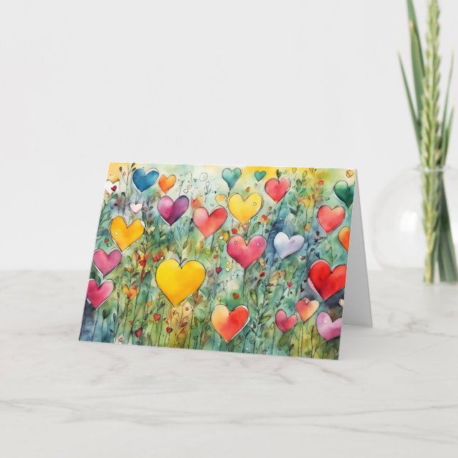 Happy Valentine's Day Hearts  Holiday Card (Front)