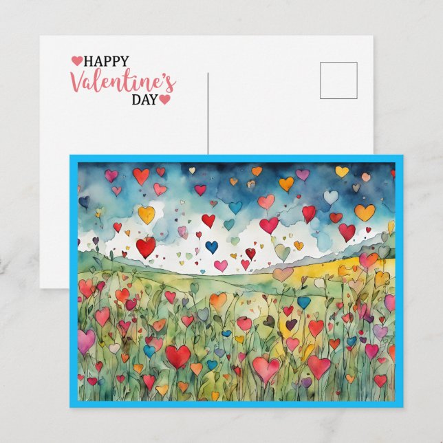 Happy Valentine's Day Hearts Holiday Postcard (Front/Back)