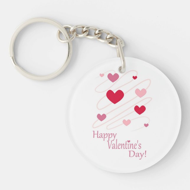 "HAPPY VALENTINE'S DAY" HEARTS KEYCHAIN (Front)