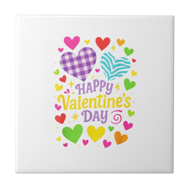 Happy Valentine's Day - Hearts Love Tile (Front)