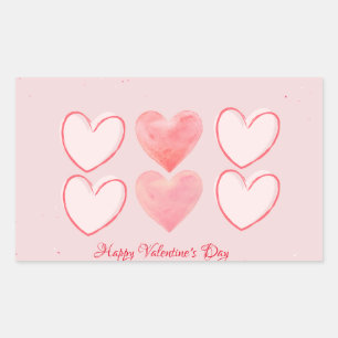 Happy Valentine's Day Hearts Minimalist Stickers 