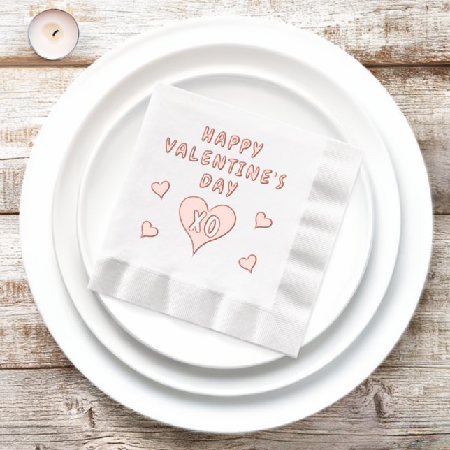 Happy Valentine's Day Hearts Pattern Foil Napkins (Inisitu)