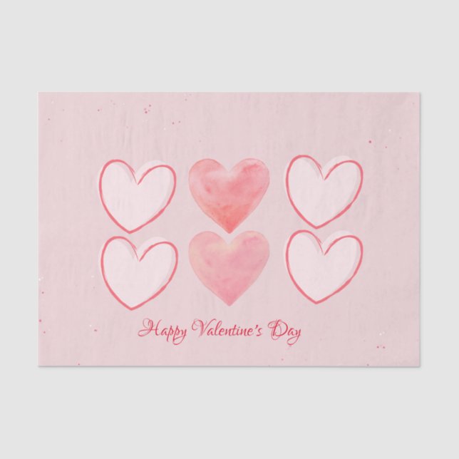 Happy Valentine's Day Hearts Pink Tissue Paper (Front)