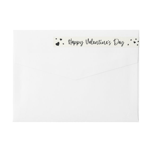 Happy Valentine's Day + Hearts Return Address Wrap Around Label (Back)