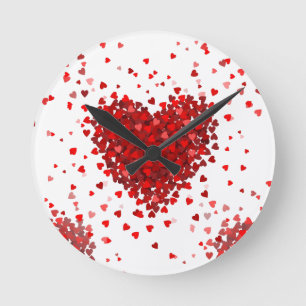 happy valentines day hearts round clock