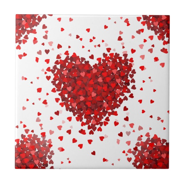 happy valentines day hearts tile (Front)