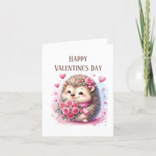 Happy Valentine's Day hedgehog Holiday Card