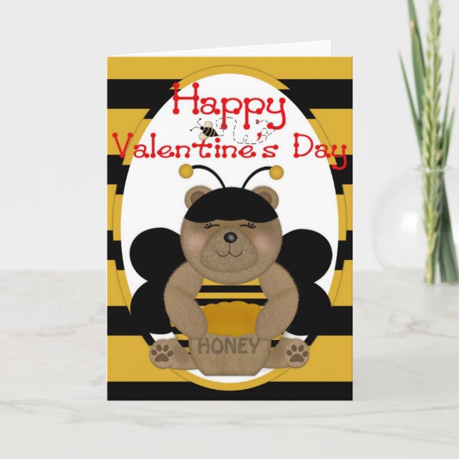Happy Valentine's Day Honey Bear Greeting Card d3 (Front)