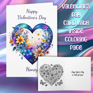 Happy Valentine's Day Honey   Colouring Page Card