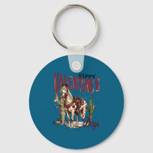 Happy valentine's day horse western love cowgirl keychain