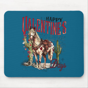 Happy valentine's day horse western love cowgirl mouse pad