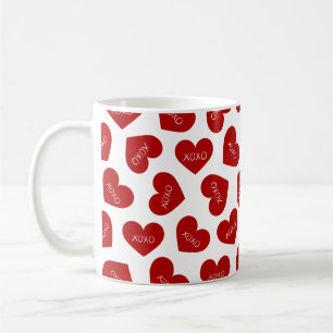 Happy Valentines Day Hugs and Kisses Modern Coffee Mug