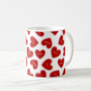Happy Valentines Day Hugs and Kisses Modern  Coffee Mug