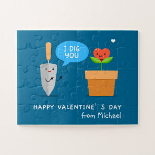 Happy Valentine's Day I Dig You Funny Modern Love Jigsaw Puzzle