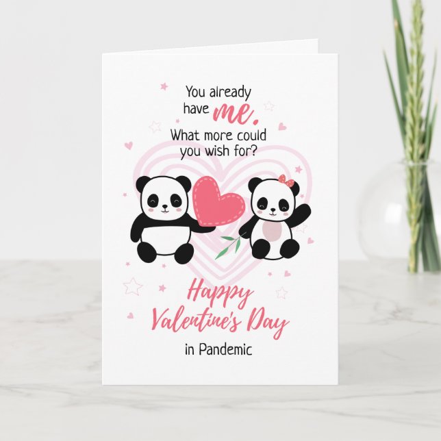 Happy Valentine's Day in Pandemic Panda Holiday Card (Front)