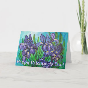 Happy Valentine's Day Iris Flowers Greeting Card