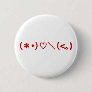 Happy Valentine's Day / Japanese Emoticons 2 Inch Round Button