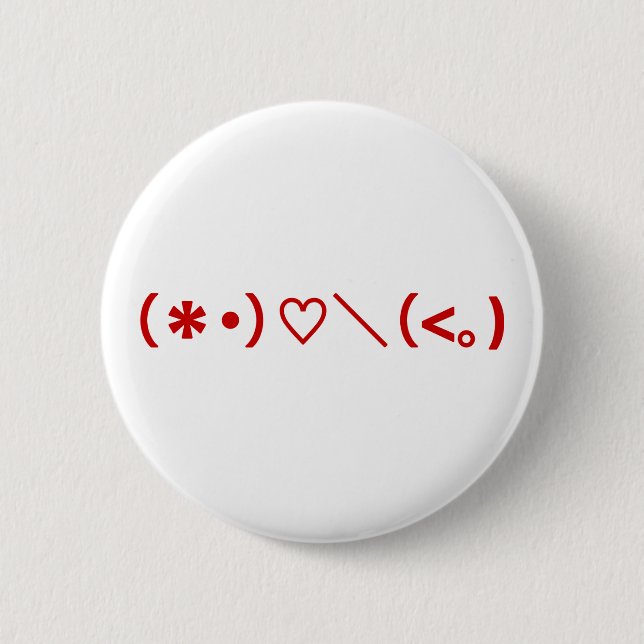 Happy Valentine's Day / Japanese Emoticons 2 Inch Round Button (Front)