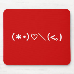 Happy Valentine's Day / Japanese Emoticons Mouse Pad