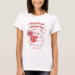 Happy Valentine's Day Kawaii Cat T-Shirt