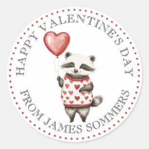 Happy Valentine's Day Kid's Animal Heart Classic Round Sticker