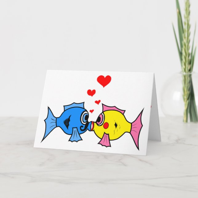 "HAPPY VALENTINE'S DAY" KISSING FISH HOLIDAY CARD (Front)
