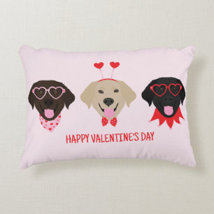 Happy Valentines Day Labrador Retriever Dogs Accent Pillow